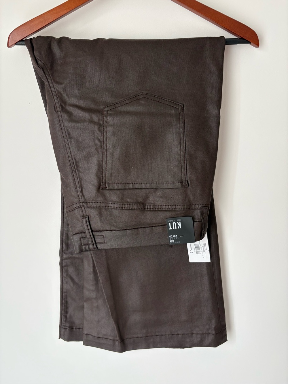 Kut from the Kloth Meg Wide Leg Coated Canvas in Dark Brown